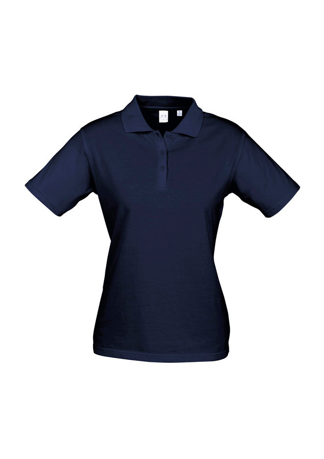 Image depicting a woman wearing an Octan Combed Cotton Women's Polo at a local market.