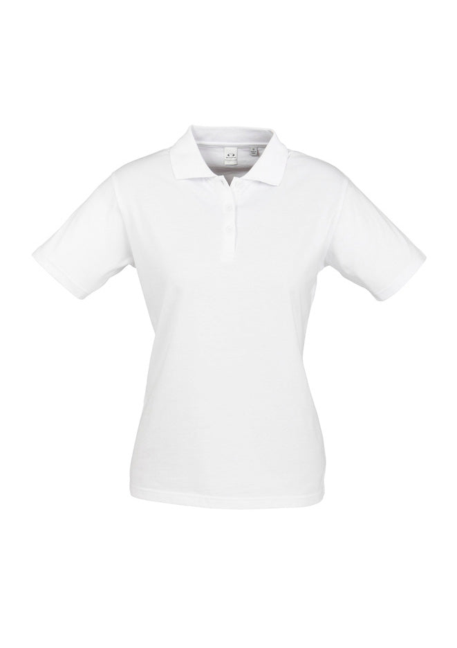 Image depicting a woman wearing an Octan Combed Cotton Women's Polo at a local market.