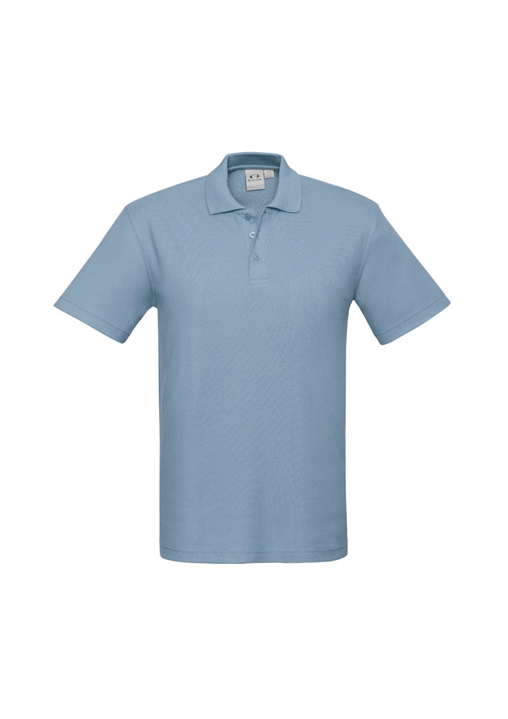 Image depicting a man in a Pique Knitted Flat Collar Men's Polo at a casual business meeting.