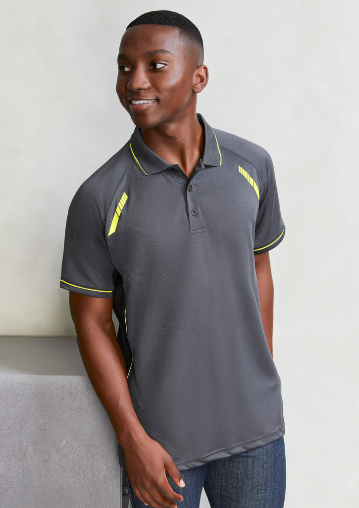 Image of a man wearing a Poncho Micro Polyester Men's Polo at an outdoor event.
