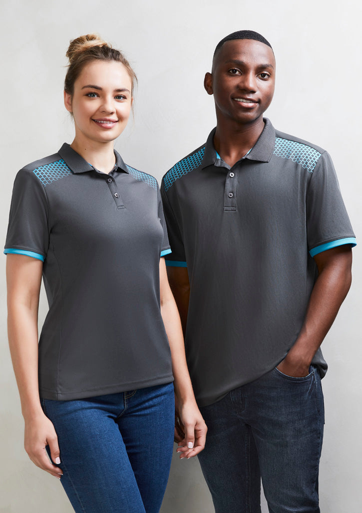 Image of a man in a Henley Breathable Polyester Men's Polo at a casual outdoor event.