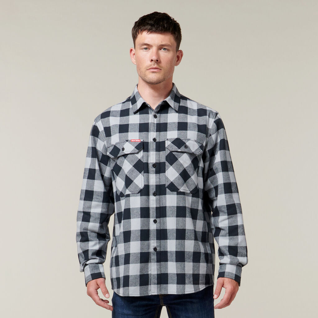 Hard Yakka L/S Check Flannel Cotton Work Shirts