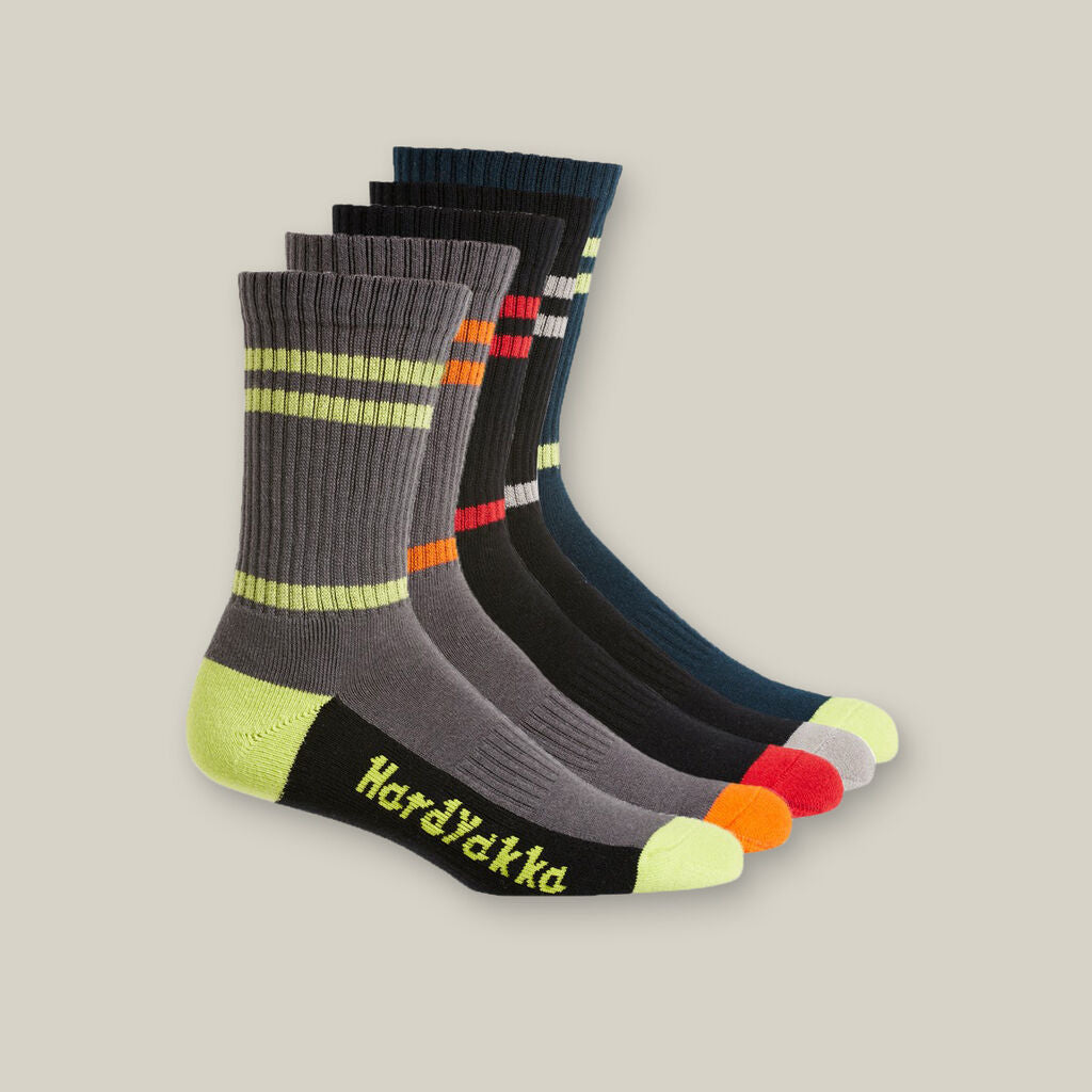 Hard Yakka Padded Cotton Crew Work Sock - 5 Packs