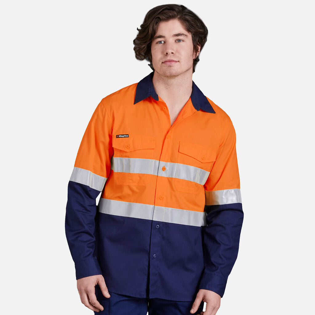KingGee Workcool 2 Hi-Vis Reflective 2Tone L/S Work Shirts