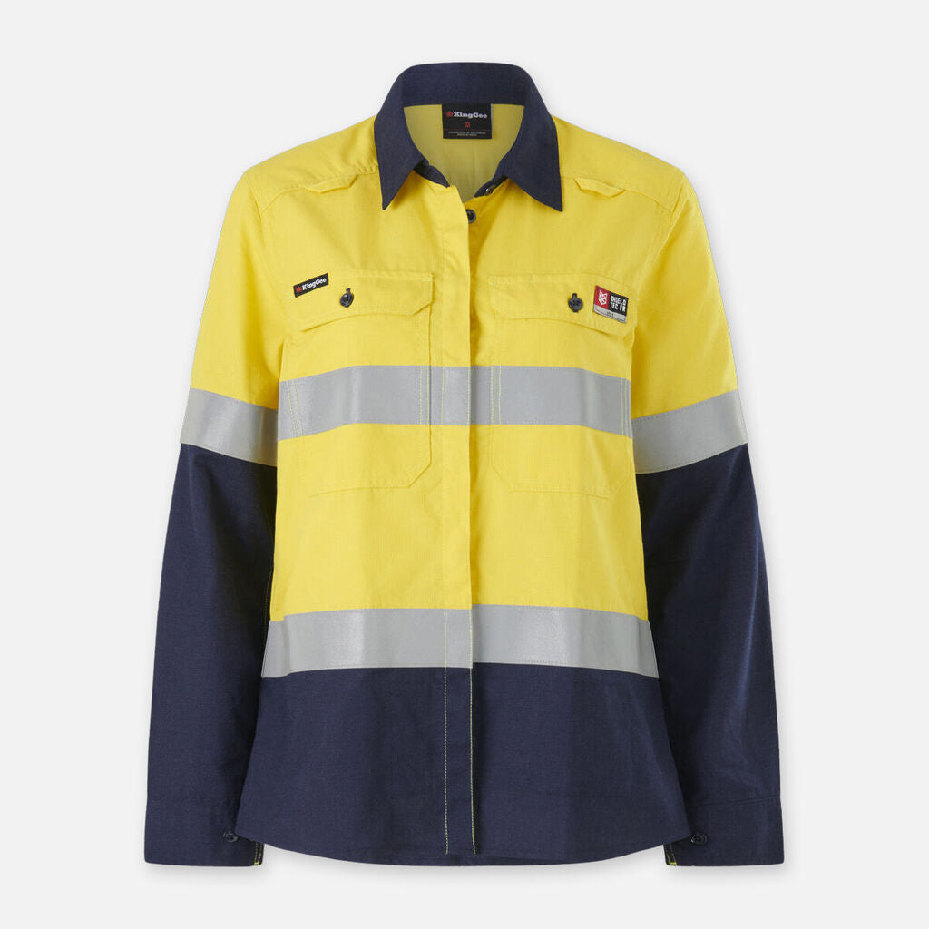 KingGee Women's Shieldtec Lenzing Hi-Vis Spliced Open Shirts