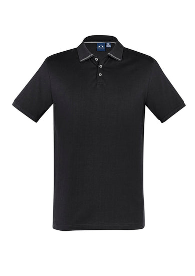 Image of a man in an Athens Cotton Jersey Knit Men's Polo at a weekend barbecue.
