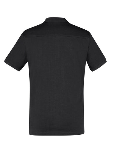 Image of a man in an Athens Cotton Jersey Knit Men's Polo at a weekend barbecue.