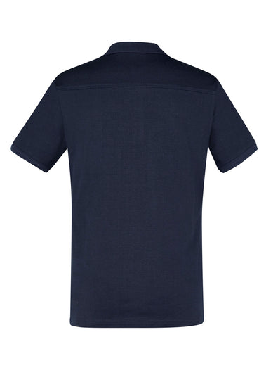 Image of a man in an Athens Cotton Jersey Knit Men's Polo at a weekend barbecue.