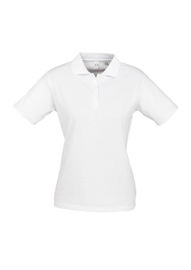 Image depicting a woman wearing an Octan Combed Cotton Women's Polo at a local market.