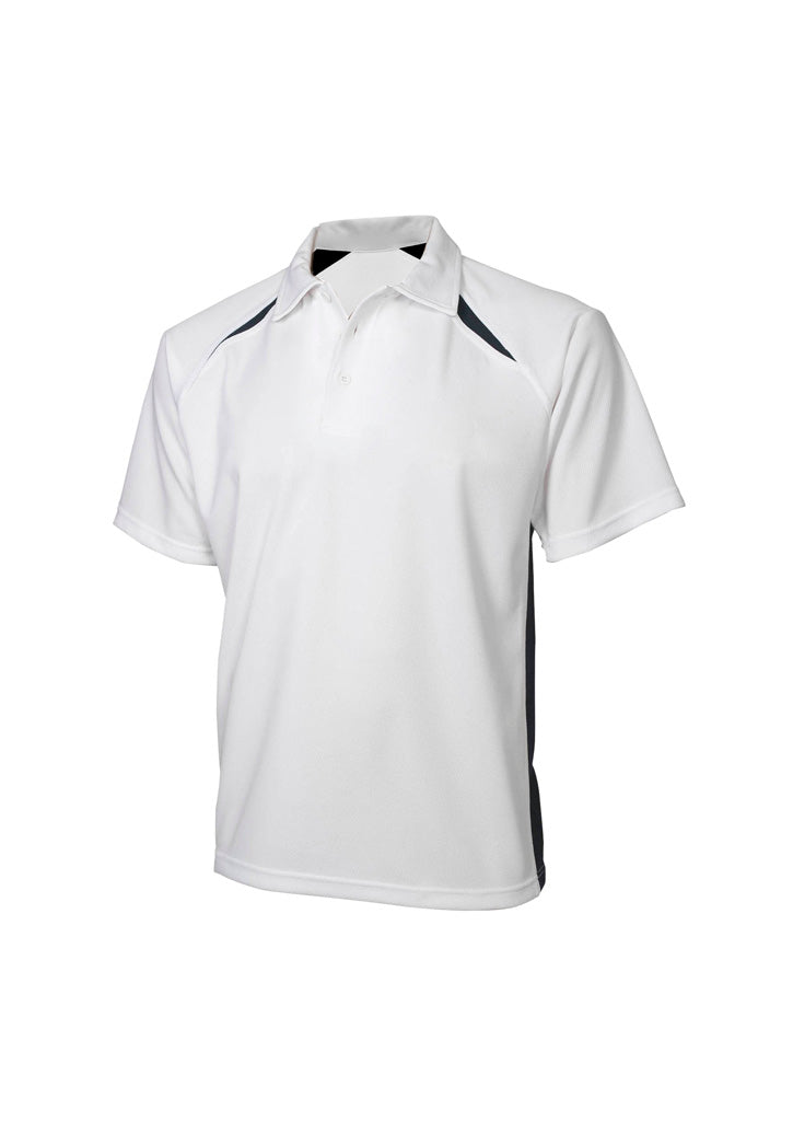 Image of a man in an Atlantic Polyester Mesh Knit Men's Polo during a casual outing.