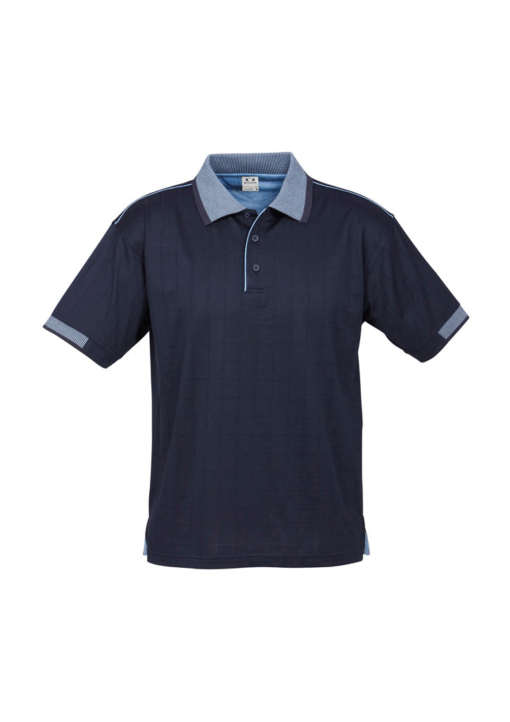 Image of a man wearing a Cole Self Check Fabric Men's Polo in a corporate setting.