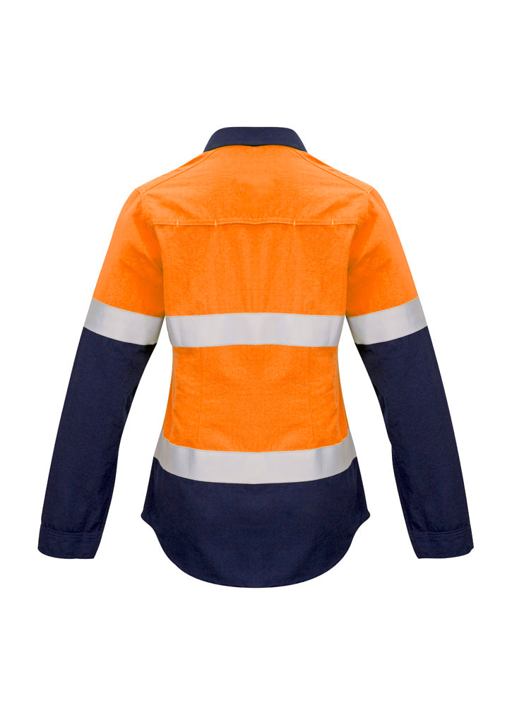 Womens Red Flame Hi Vis Closed Front Shirt - Hoop Taped