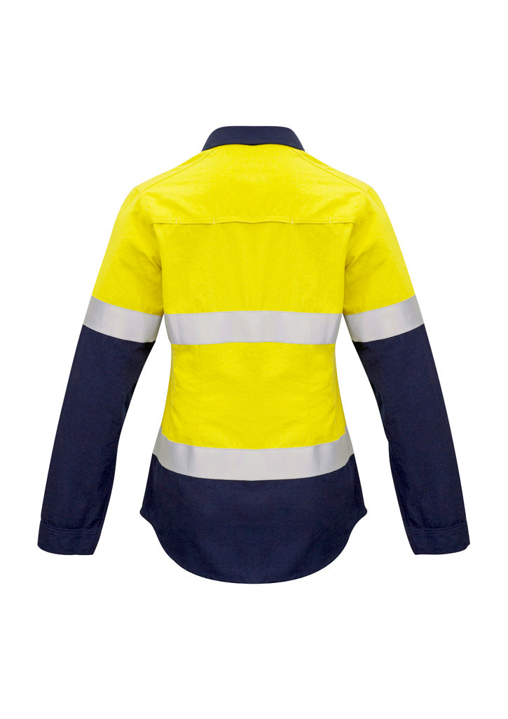 Womens Red Flame Hi Vis Closed Front Shirt - Hoop Taped