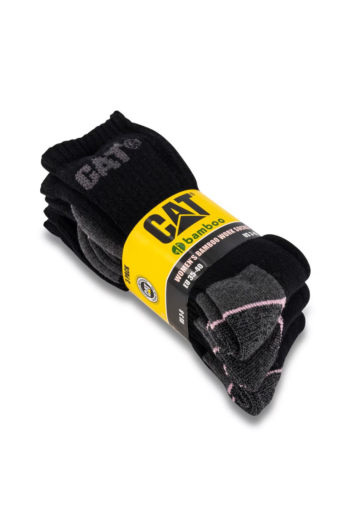 CAT Women's Bamboo Socks 3 Pack Black (24Pk)