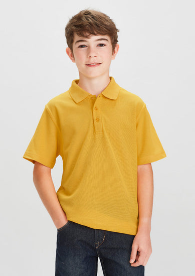 Image depicting a child in a Pique Knitted Flat Collar Kids Polo at a school function.