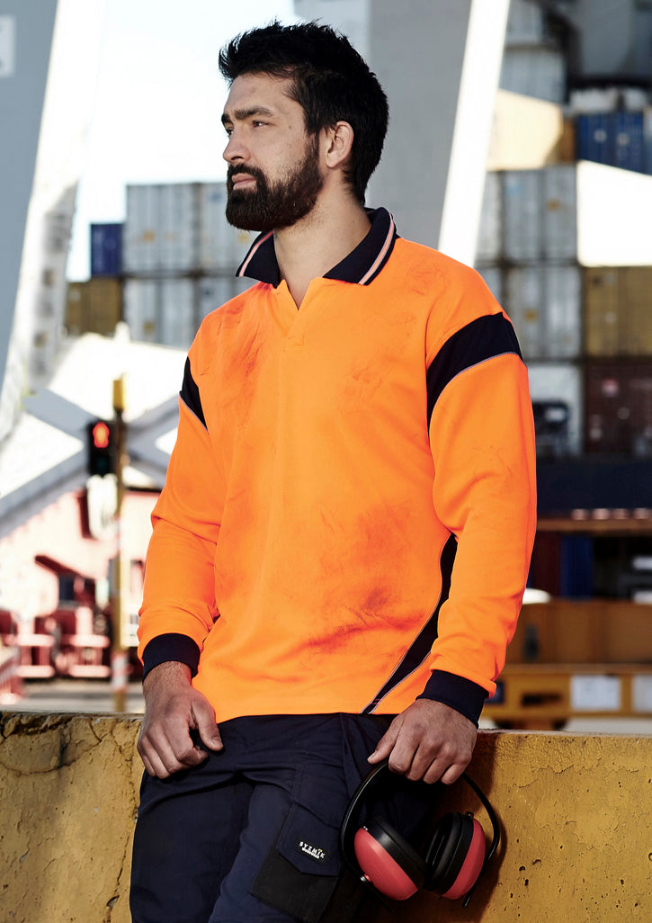 Mens Hi Vis Aztec L/S Polo