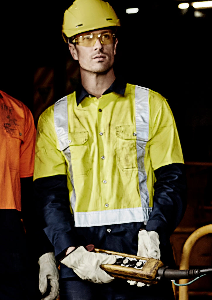 Mens Hi Vis Industrial L/S Shirt - Shoulder Taped