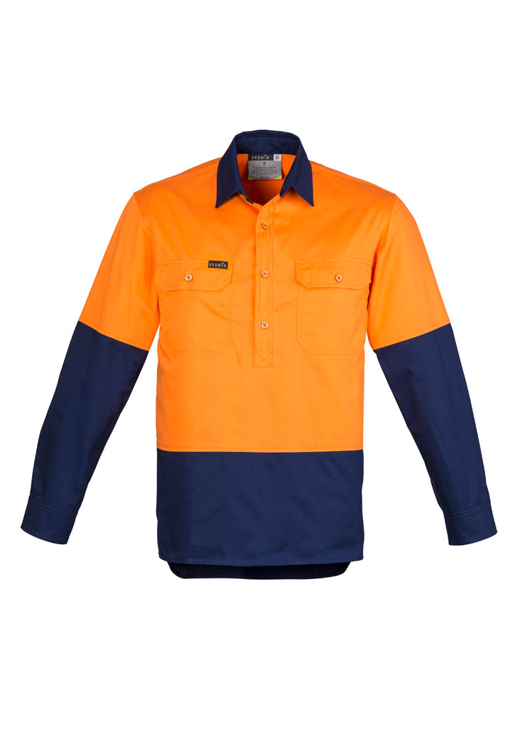 Mens Hi Vis Closed Front L/S Shirt