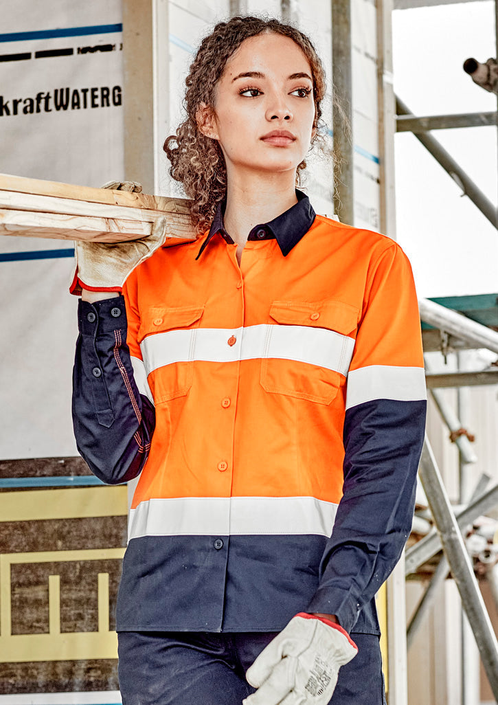Womens Hi Vis Industrial L/S Shirt - Hoop Taped