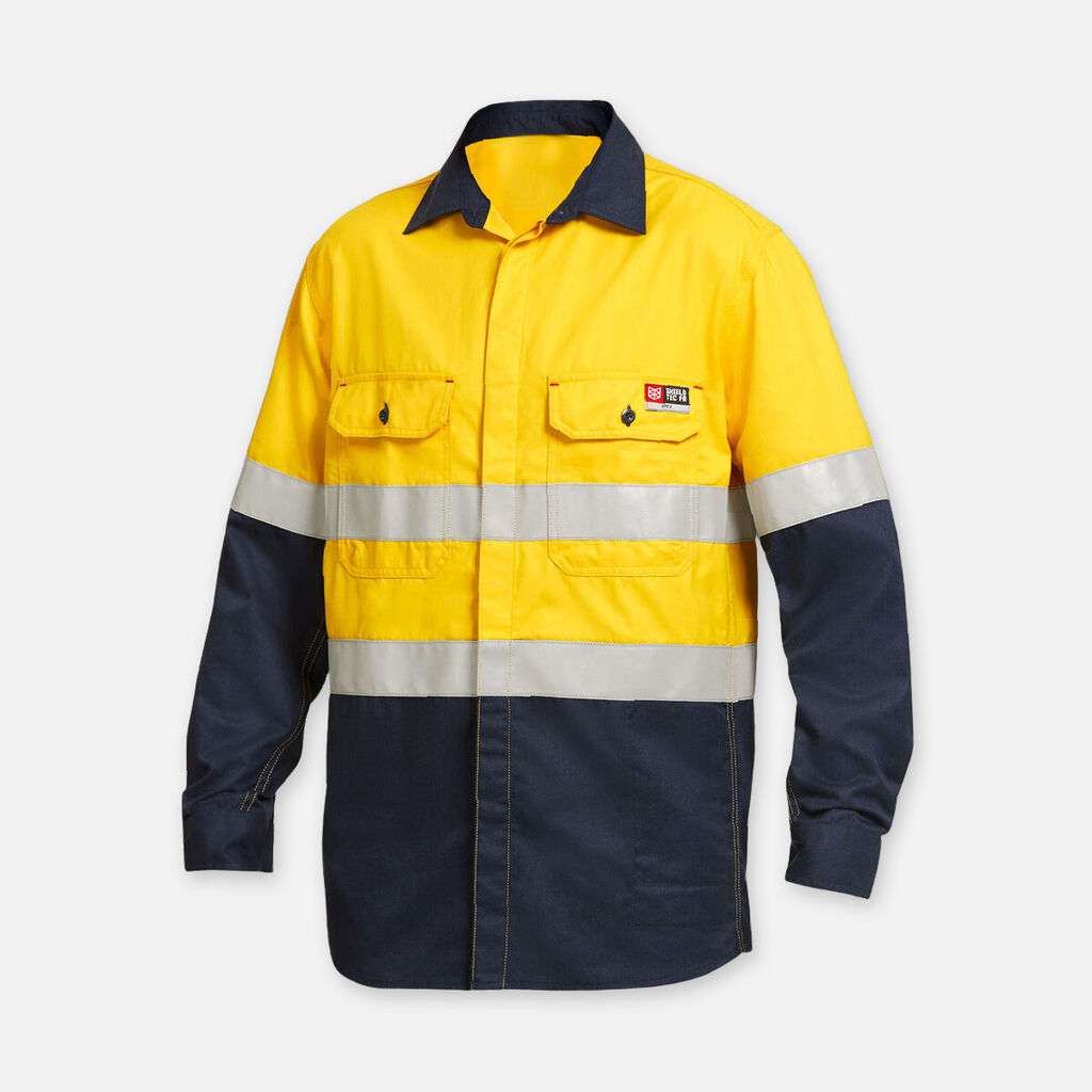 KingGee Shieldtec Fr Hi Vis 2 Tone Open Front Taped Shirts