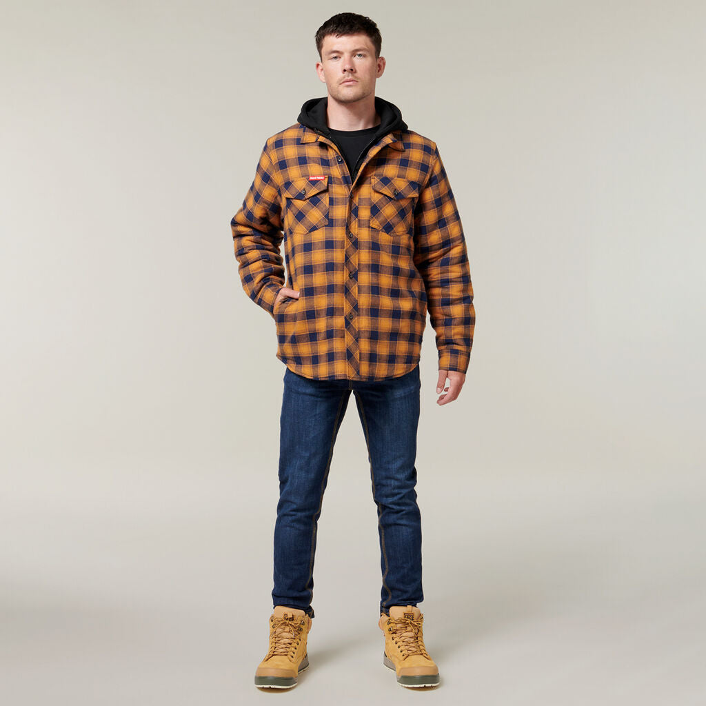 Hard Yakka Quilted Flannel Hooded Shackets