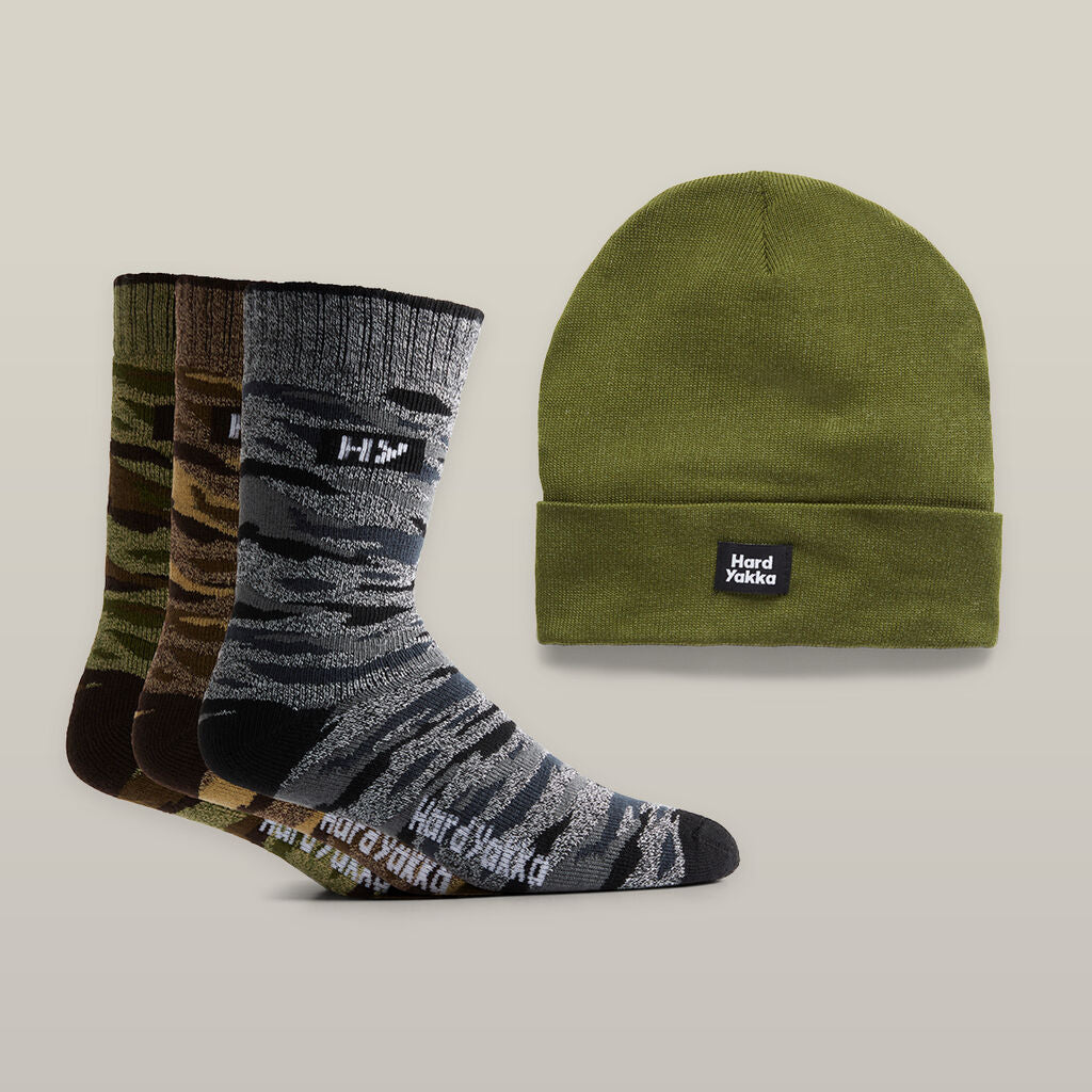 Hard Yakka Camo Sock & Beanie Bundles